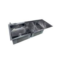 Lavadero Acero Inox. P/Marmol Doble Poza C/Porta cuchillo Satinado 120X50X23CM - Fratelli Signature