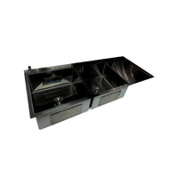 Lavadero Acero Inox. P/Marmol Doble Poza C/Porta cuchillo Black 120X50X23CM - Fratelli Signature