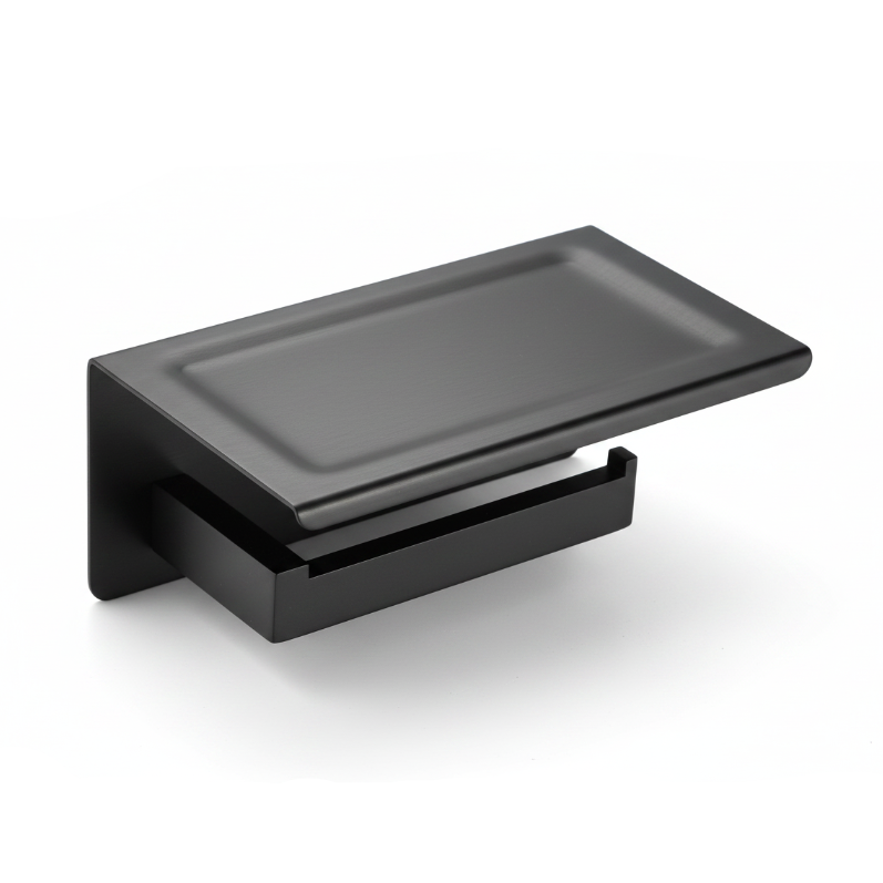 PAPELERA CON HOLDER CELULAR F9200-3 MINIML. SS 304 NEGRO - FRATELLI
