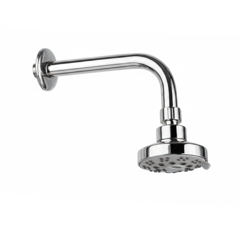 CABEZA DE DUCHA REDONDA ABS 4'' W-240 + BRAZO DE ACERO 20 CM CROMADO -FRATELLI