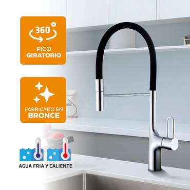Mezcladora Monoc. P/Cocina Al Mueble -1 Bronce Cromado - Fratelli Premium