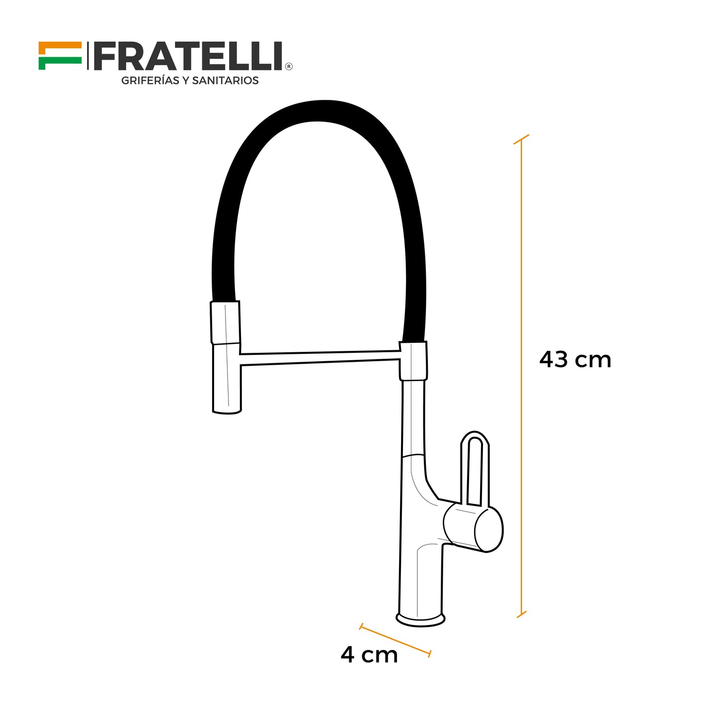 Mezcladora Monoc. P/Cocina Al Mueble -1 Bronce Cromado - Fratelli Premium