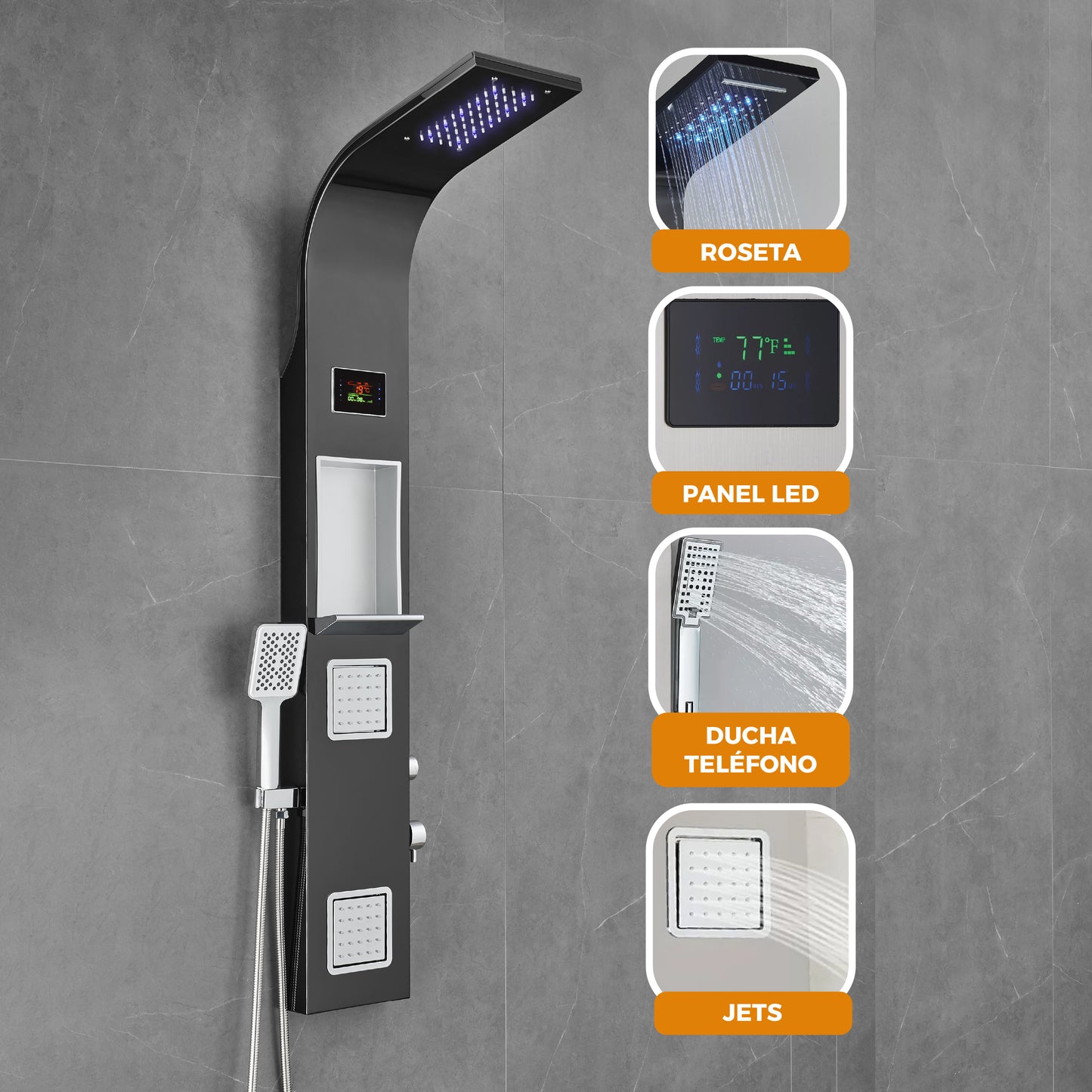 COLUMNA DE DUCHA DETIAN BLACK - FRATELLI SIGNATURE