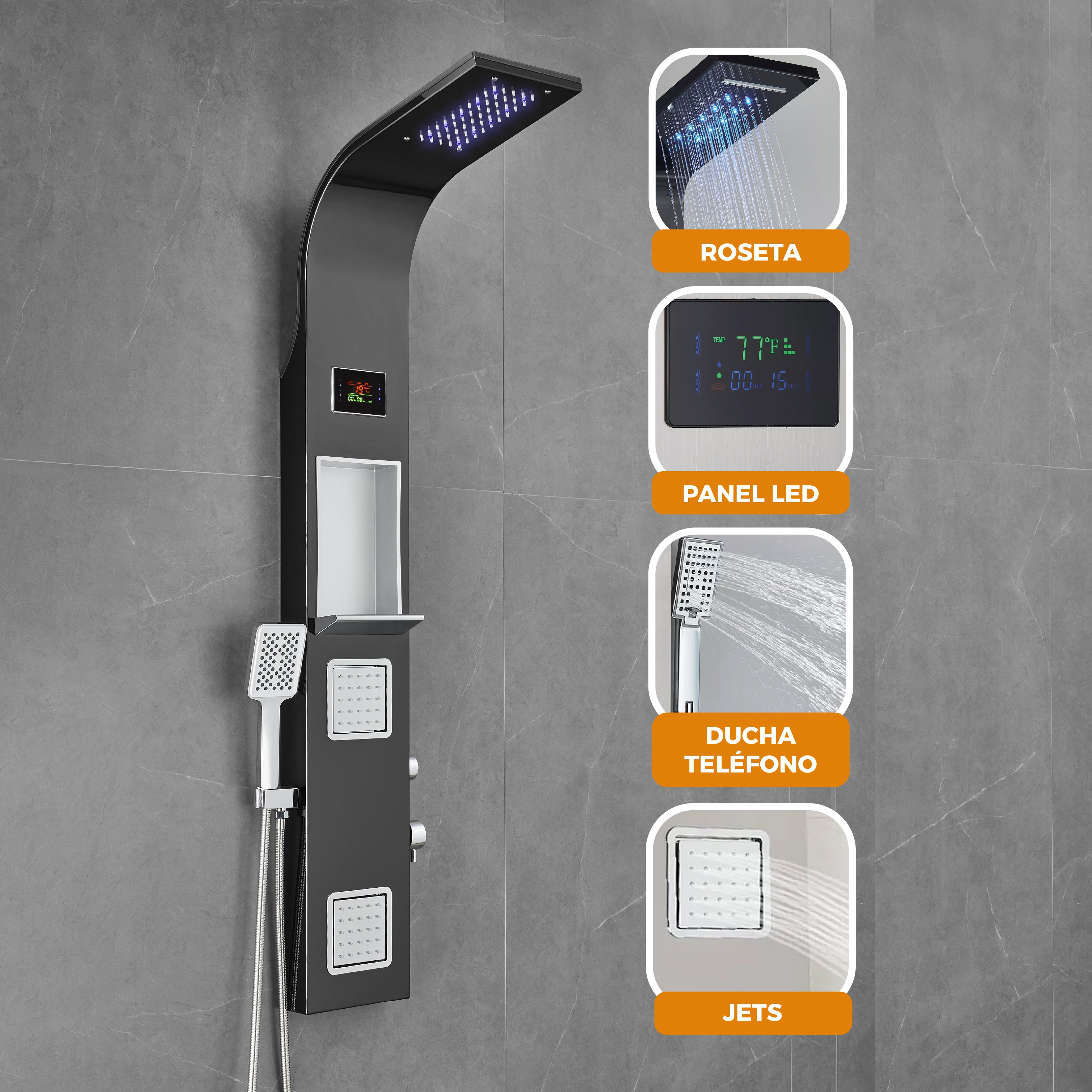 COLUMNA DE DUCHA DETIAN BLACK - FRATELLI SIGNATURE