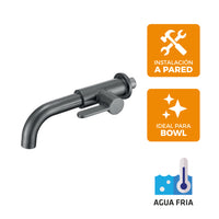 Llave P/ Bowl a la Pared Toronto 2P - Gun Grey - Fratelli