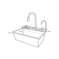 HWI-7545G -Lavadero Multifuncional Hawai de Acero Inox. 304 Gold C/Mezcladora+Filtro de Agua (5 funciones) 75X45X23 CM -Fratelli Premium