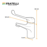 Mezcladora Monocomando P/Lavatorio-Aleta Hebel (Hospitalaria)-Fratelli