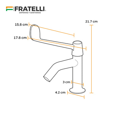 Llave P/Lavatorio (Bajo)-Aleta Hebel (Hospitalaria)-Fratelli