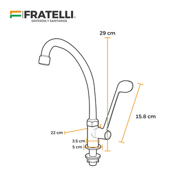 Llave P/Cocina-Mueble Aleta Hebel (Hospitalaria)-Fratelli