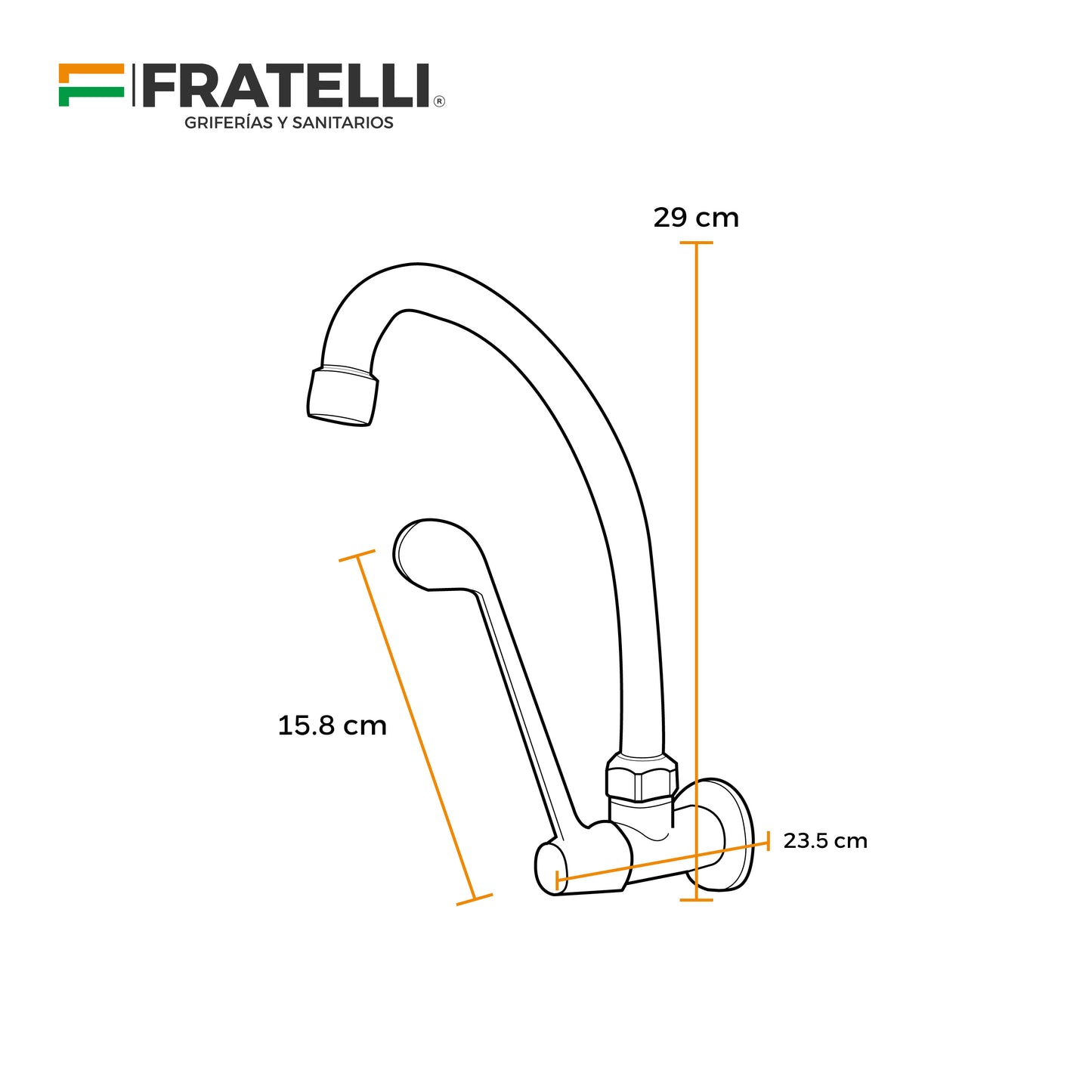 Llave P/Cocina-Pared Aleta Hebel (Hospitalaria)-Fratelli