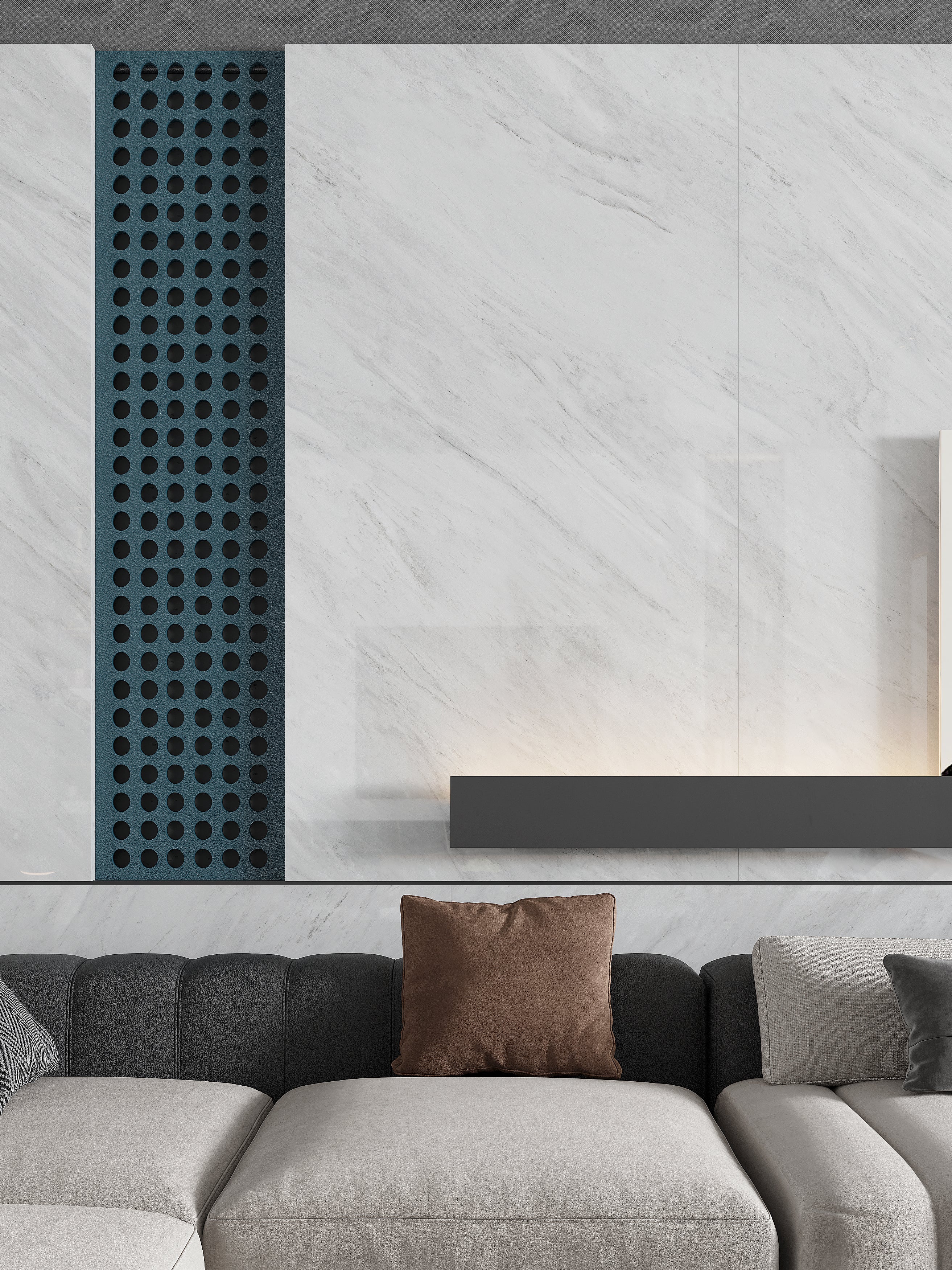Porcelanato HPEBM1890019 Gris claro Marmoleado