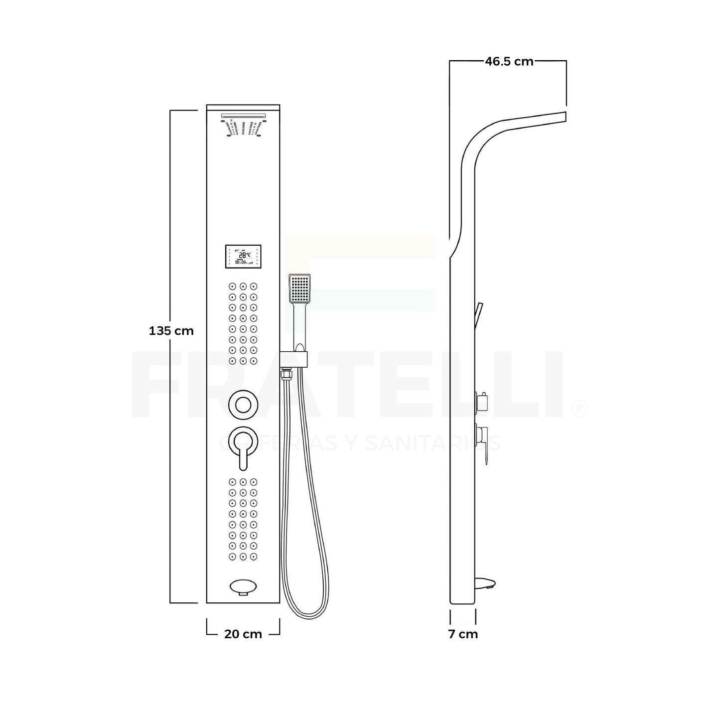 COLUMNA DE DUCHA IGUAZÚ SATIN GOLD - FRATELLI SIGNATURE
