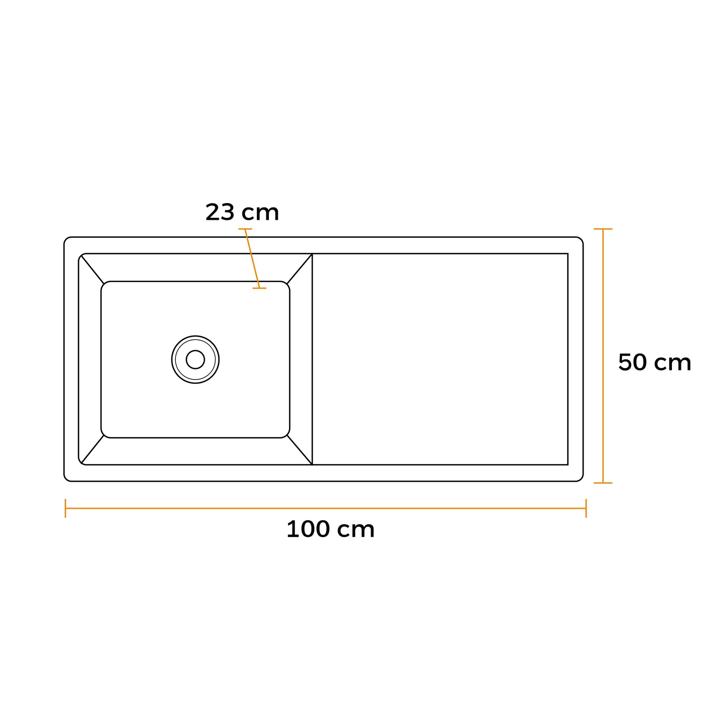 Lavadero Stainless P/Marmol Signature 100X50X23Cm - Fratelli
