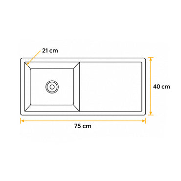 LAVADERO STAINLESS P/MARMOL SIGNATURE 75X40X23CM - FRATELLI