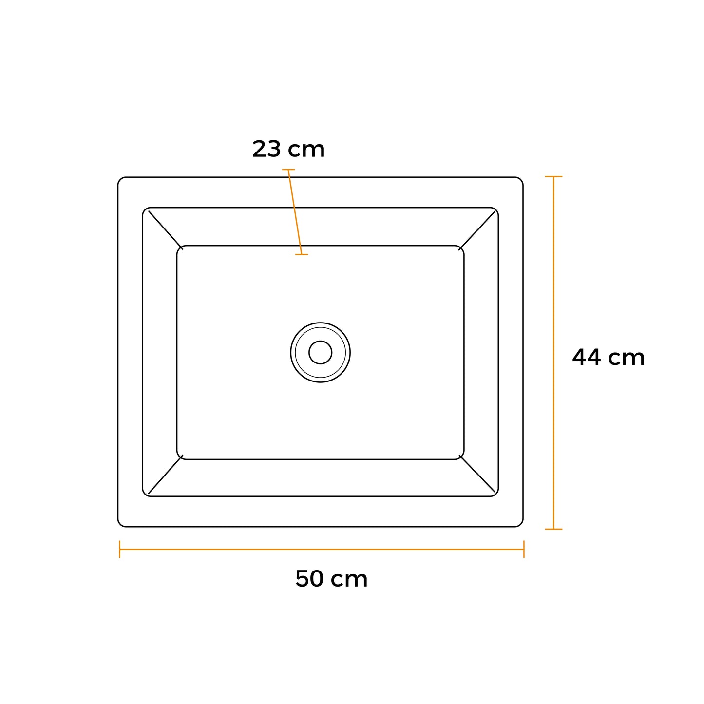 Lavadero Stainless P/Marmol Signature 50X44X23Cm - Fratelli