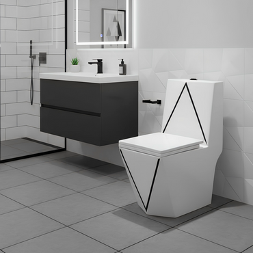 Inodoro One Piece + Tapa Asiento Y Acces. Minimalista Blanco 8276 (68X37X83) Fratelli