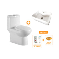 COMBO FRATELLI de Inodoro One Piece Kioto + Lavatorio Bowl Cuadrado 120D