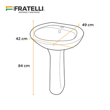 Lavatorio  + Pedestal Selene Blanco (490X420X840) - Fratelli