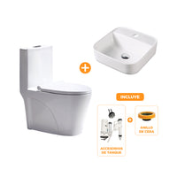 COMBO FRATELLI de Inodoro One Piece Loudres + Lavatorio Bowl Cuadrado 150A