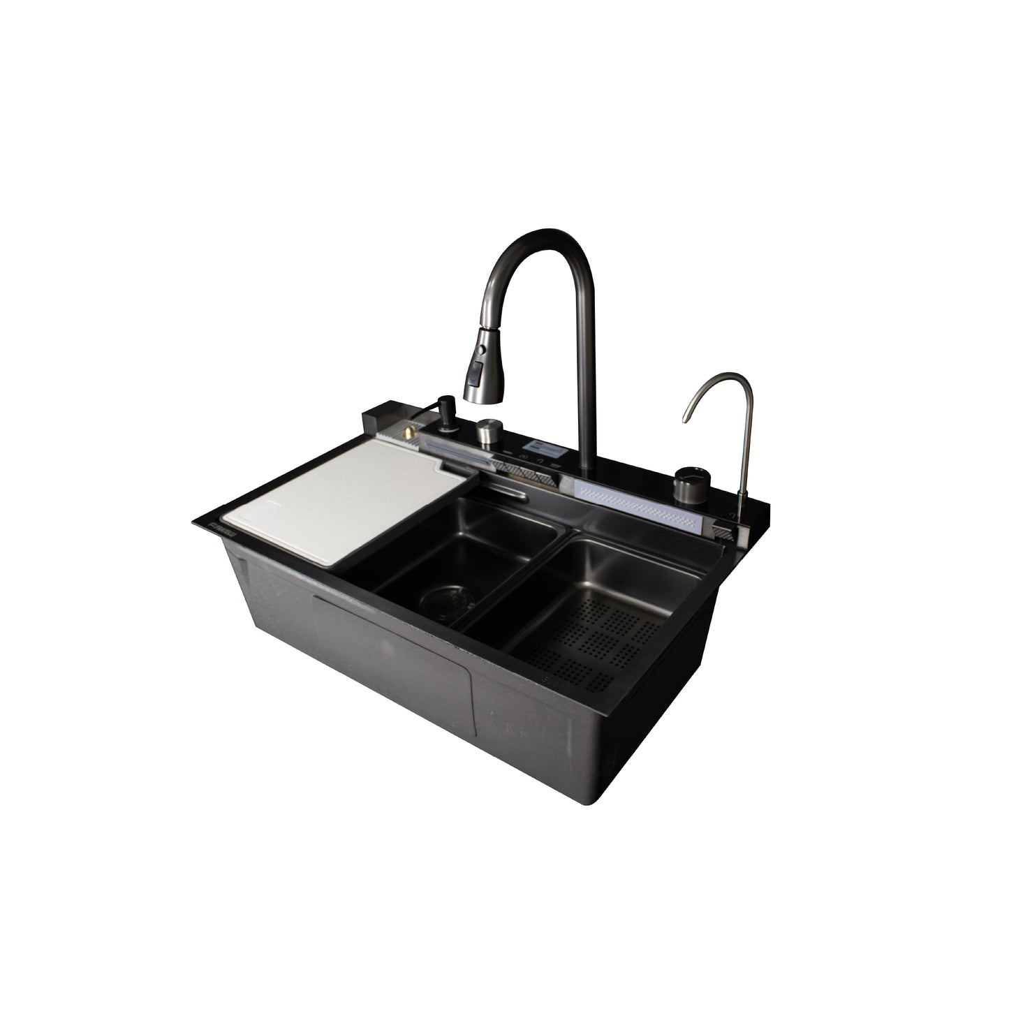 Lux-7546B Lavadero Multifuncional Luxury De Acero Inox. Black C/Mezc (4 Funciones) 75X46X23Cm - Fratelli