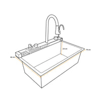Lux-7546B Lavadero Multifuncional Luxury De Acero Inox. Black C/Mezc (4 Funciones) 75X46X23Cm - Fratelli