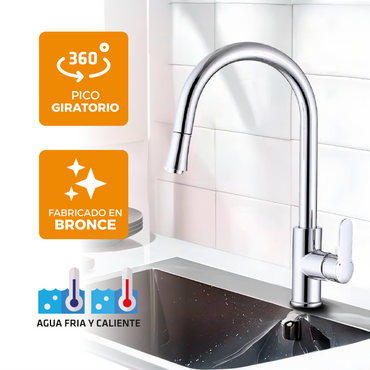 Mezcladora Monoc. P/Cocina Al Mueble Maui-1  Bronce Cromado - Fratelli Premium