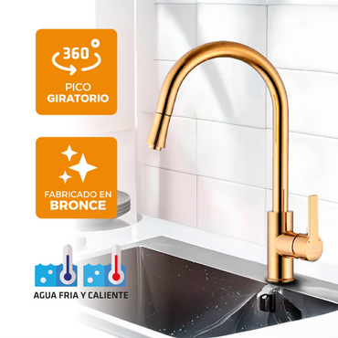Mezcladora Monoc. P/Cocina Al Mueble Maui-1  Bronce Gold - Fratelli Premium