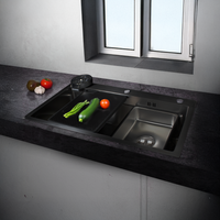 Mvl-7545B Lavadero Multifuncional Marvelous De Acero Inox. Black C/ Acces. 75X45X23Cm - Fratelli
