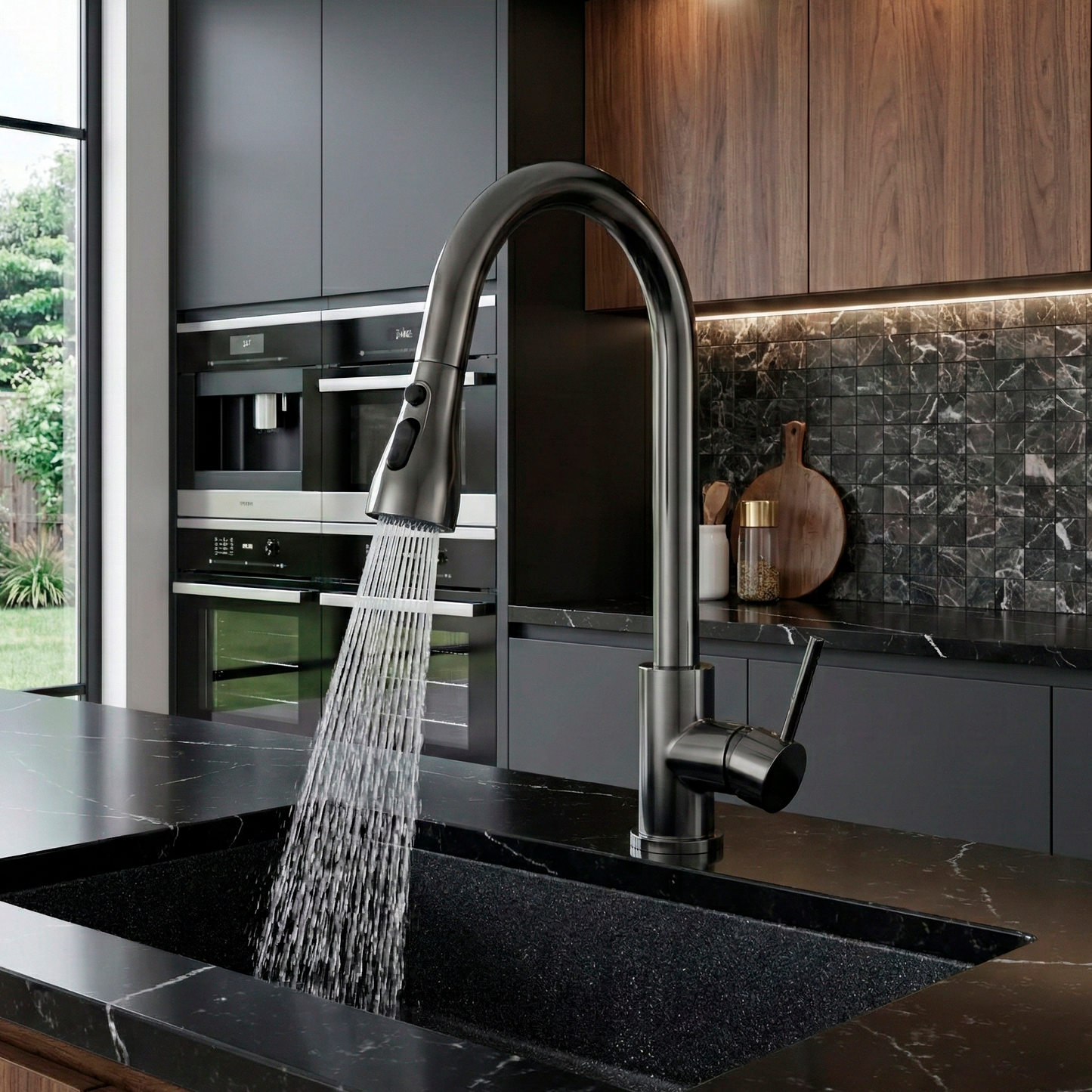 Mezcladora P/Cocina al mueble Acero Inox. 3 Funciones CN -Gun Grey-Fratelli