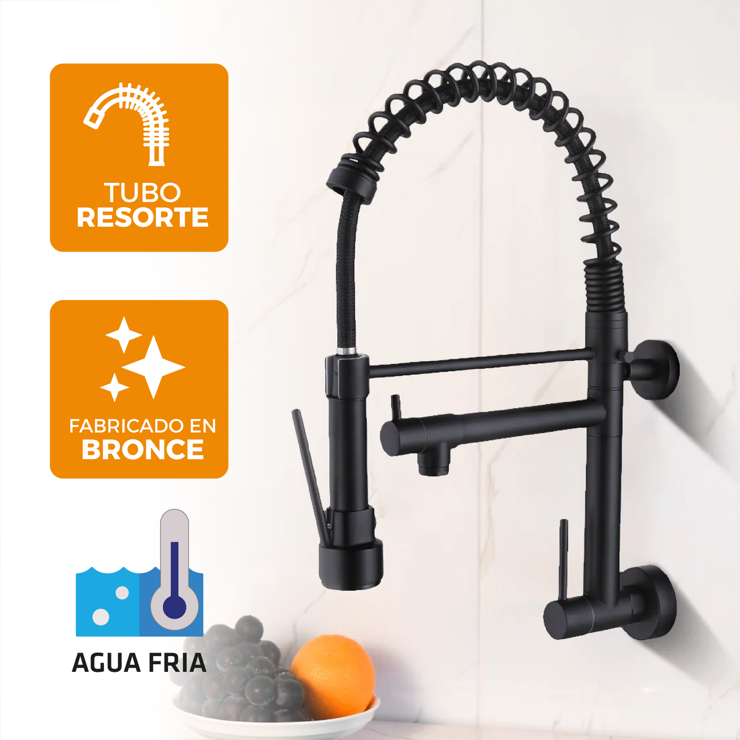 Llave P/Cocina Pared Navarra-2 Bronce Black - Fratelli Premium