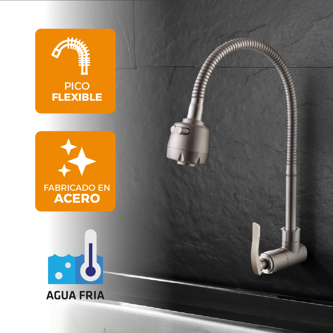 Llave P/Cocina A La Pared Sfna 5-P -Satinado -Fratelli