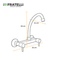 Mezcladora P/Cocina 8" Pared Tip.Ganzo -3012- New Style- Aleta2  Fratelli