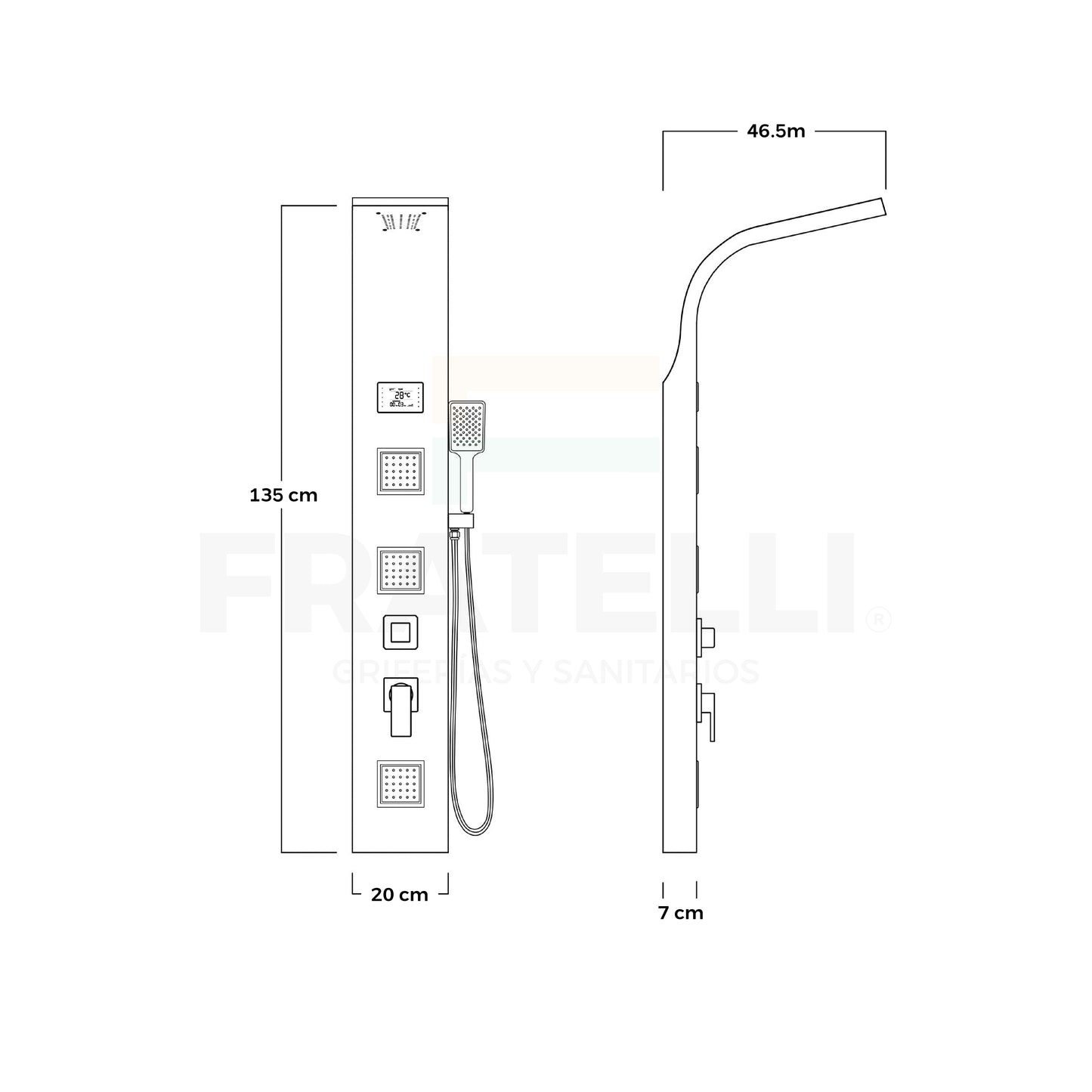 COLUMNA DE DUCHA NIAGARA SATIN GOLD - FRATELLI SIGNATURE