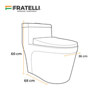 Inodoro One Piece + Tapa Asiento Y Acces. Minimalista Blanco 2395 (71X39X60) Fratelli