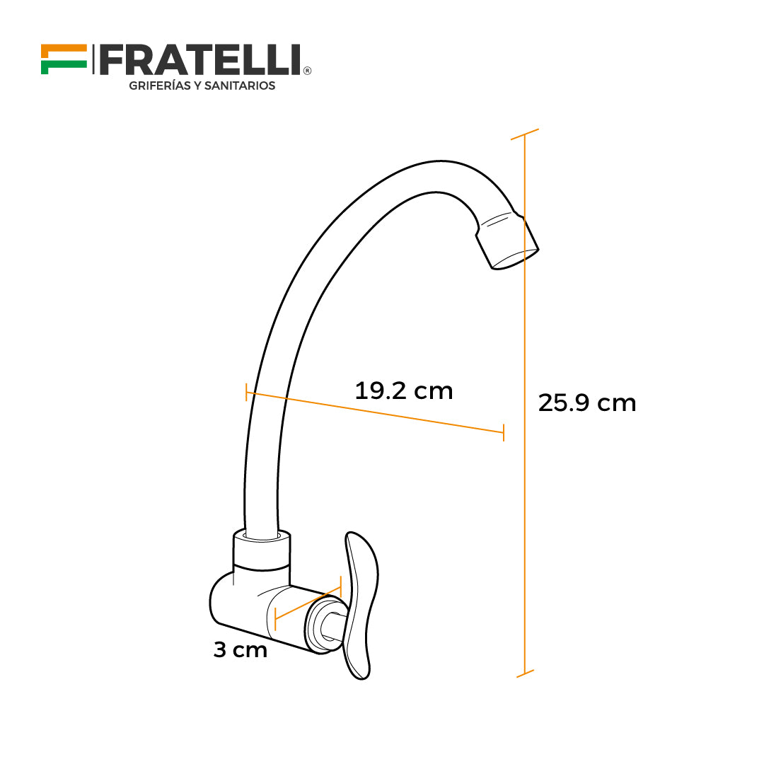 Llave P/Cocina PRS Pico Alto P-07 (Satinado)