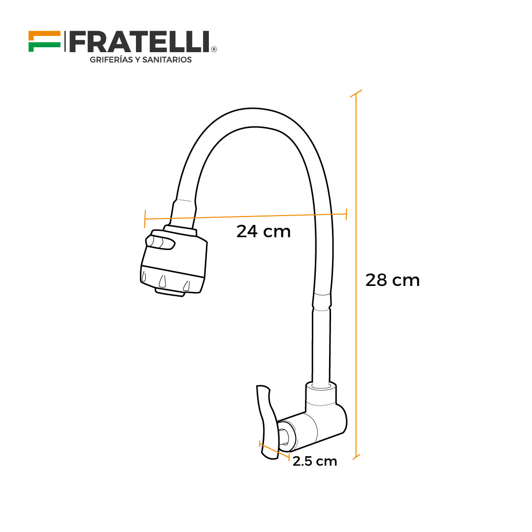 Llave P/Cocina A La Pared Sfna 8-P -Satinado -Fratelli