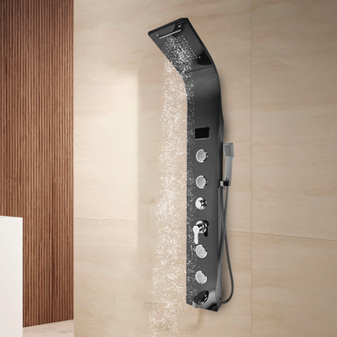 Panel De Ducha Inox Led Bright Black Sk-8006 - Fratelli