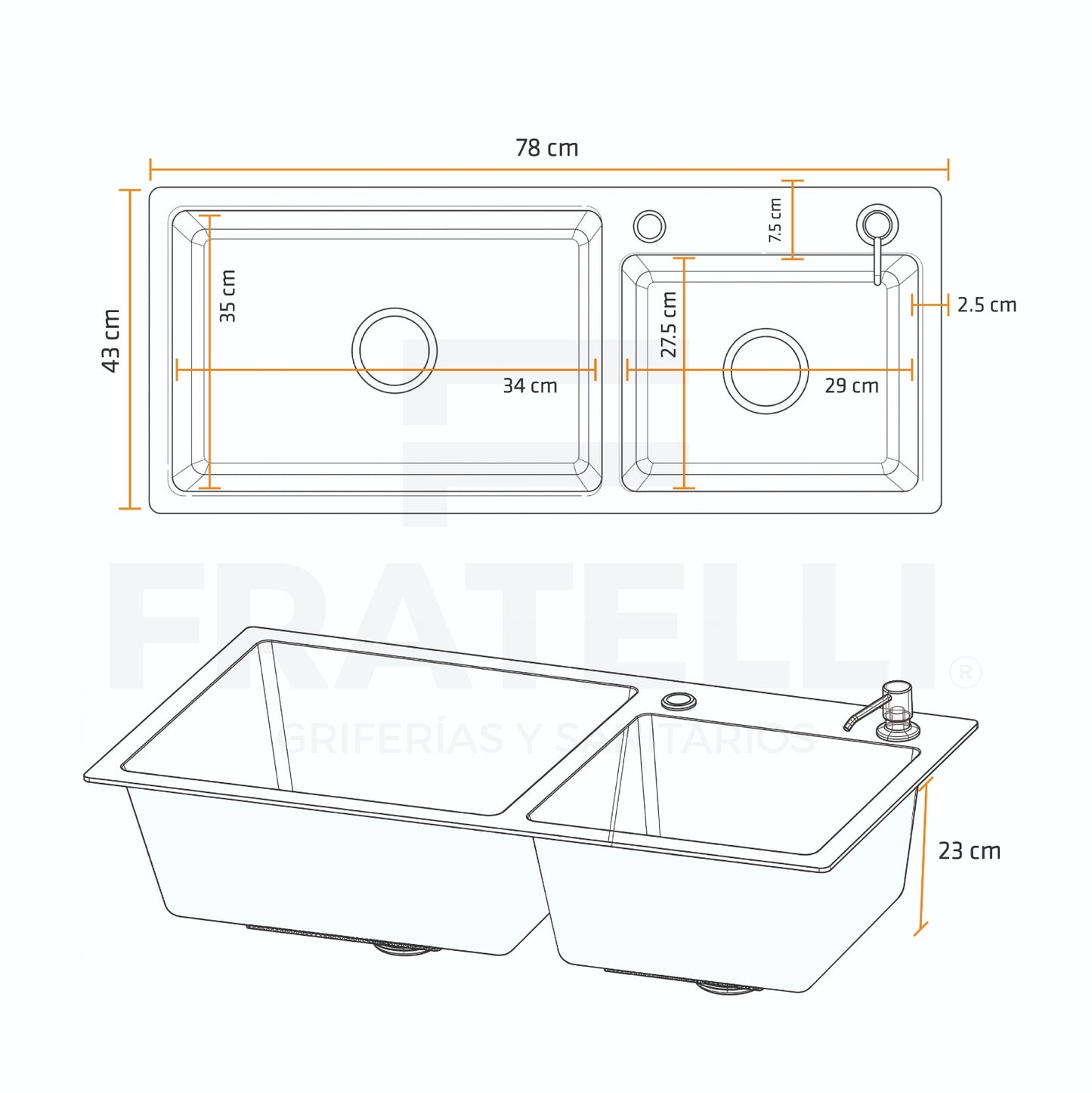 COMBO GRIFERIA AGUA FRIA + LAVADERO PRM 7843  – FRATELLI