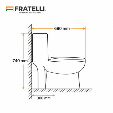 INODORO ONE PIECE PRS EVO + TAPA ASIENTO  Y ACCES. BLANCO (670X370X710) - FRATELLI PREMIUM