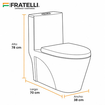 INODORO ONE PIECE LDS WATERSENSE + TAPA ASIENTO Y ACCES. BLANCO  (700X380X780) - FRATELLI PREMIUM