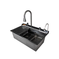Bh-7545B -Lavadero Multifuncional Bahía De Acero Inox.304 Black C/Mezcladora +Filtro De Agua (5 Funciones) 75X45X23 Cm -Fratelli Premium