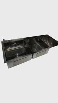 Lavadero Acero Inox. P/Marmol Doble Poza C/Porta cuchillo Black 120X50X23CM - Fratelli Signature