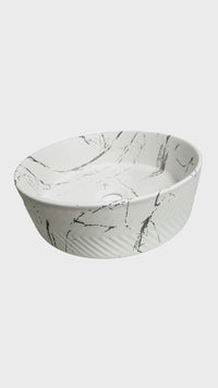 Bowl Loza (333-4) Mod. Circular Marmoleado Blanco C/Negro 36X36X12 - Fratelli