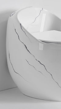 Inodoro One Piece Zeus + Tapa Asiento Y Acces. Ovalado Blanco Marmoleado (660X490X630) - Fratelli Premium