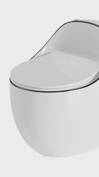 Inodoro One Piece  Afrodita + Tapa Asiento Y Acces. Ovalado Blanco Y Linea Negra (645X450X615) - Fratelli Premium