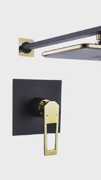 Mezcladora Monoc.Minimalista Canopla Cuadrada + Cabeza De  Ducha Sexy Soul  Bronce Black & Gold - Fratelli Premium