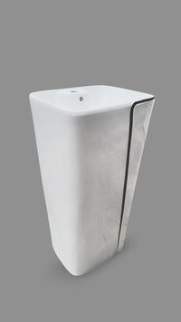 Lavatorio Pedestal Minimalista Blanco C/Negro 8802-Bl (44X36.5X86) - Fratelli