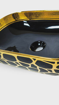 Bowl Loza (153-Bga) Mod.Rectangular Negro C/Dorado 45X33X13.5 - Fratelli