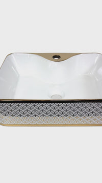 Bowl Loza (526 D) Mod. Cuadrado  Dorado Con Blanco 50X40X15 Fratelli