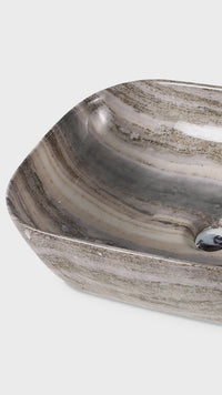 Bowl Loza (B0008) Mod.Cuadrado Marmoleado Marron C/Acero 46X32X13.5 Fratelli